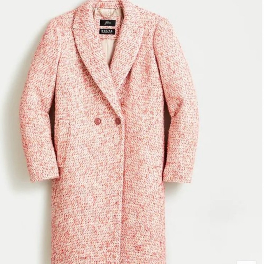 J.Crew Daphne topcoat in Italian tweed, Coral